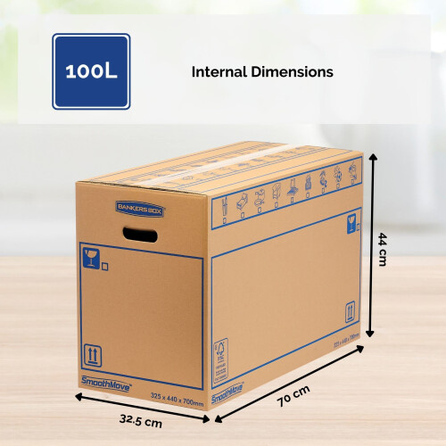 5 BANKERS BOX EXTRA LARGE Strong Moving Boxes, 100L SmoothMove 1