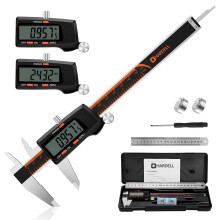 HARDELL Digital Vernier Caliper, 6 Inch Stainless Steel Caliper Measuring Tool with Large LCD Screen, Electronic Vernier Caliper Micrometer with Rule