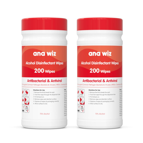 Alcohol Disinfectant Wipes (200 Sheet Tub x 2)