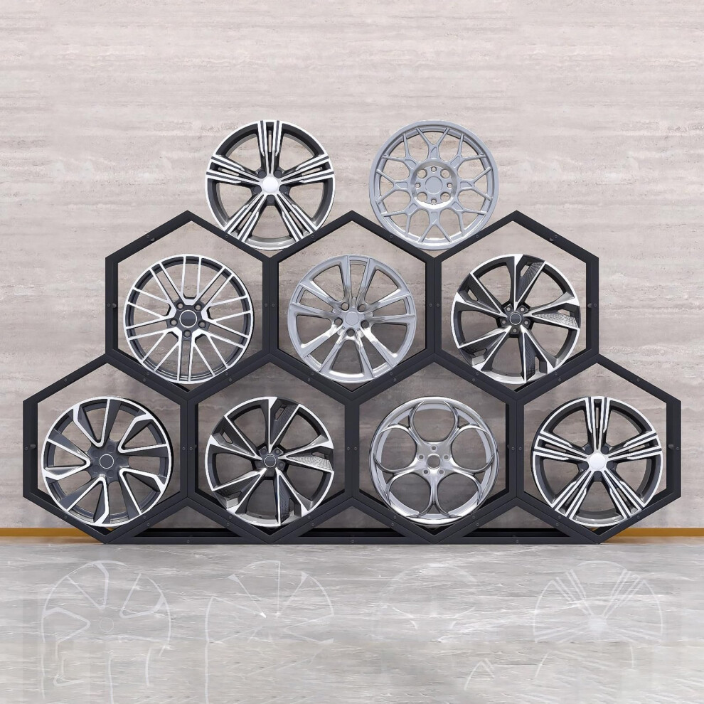 Heavy Duty Steel Tire Rack For Garage Storage, Stackable Wheel Rim Display Stand Black 9070919977848
