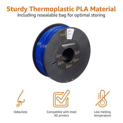 Amazon Amazon Basics PLA 3D Printer Filament, 1.75 mm, Dark Blue, 1 kg Spool 2