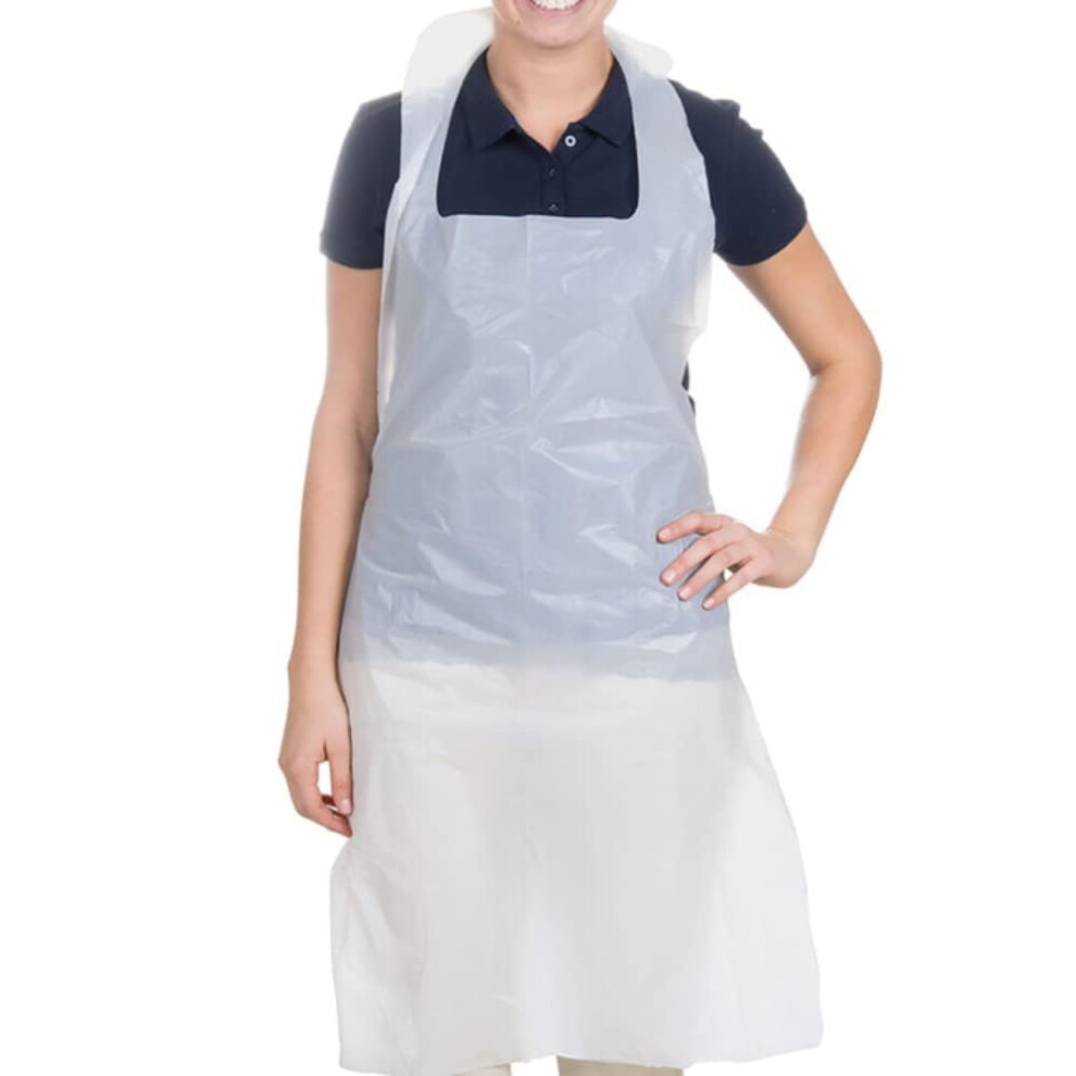Osler & Walsh Women's White Premium Disposable Aprons For & Men (, 100 Pack), 686Mm X 1170Mm For Adults, 16 Microns Flat Packed Bulk Polyethylene Aprons