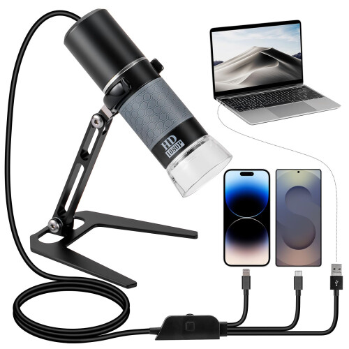 Ninyoon Full HD 1080P USB Digital Microscope Camera for iPhone/iPad Android PC, 50-1000X High Definition Portable Handheld Microscope with Light for