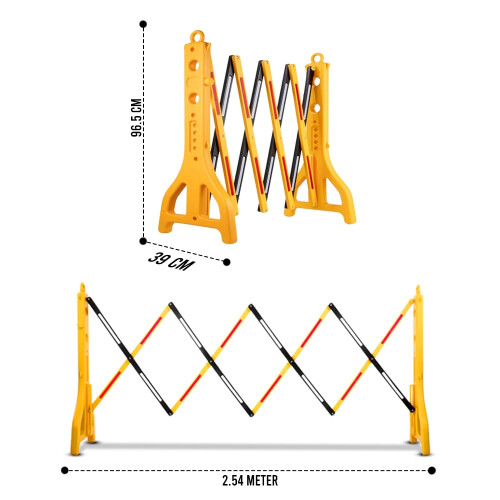 4 Pcs Expandable Mobile Barrier for Safety - Yellow & Black | Plastic 1