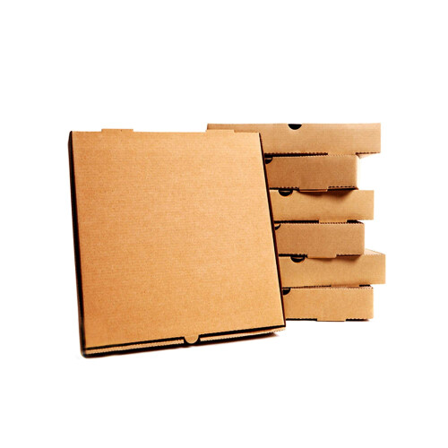 50 x Pizza Boxes Plain Brown Postal Box Takeaway Style Box - 12" - Brown