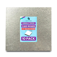 Pack N Trade 14 Inch Square Cake Boards – Pack of 10 Single Thick 2mm Cardboard, Reusable & Sturdy Cake Base for Baking, Decorating, and Display