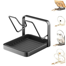 2 in 1 Stainless Steel Pot Lid Holder and Spoon Rest for Kitchen Countertop Organization, Gray