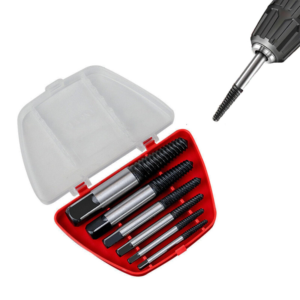 6Piece Screw Extractor Set, Lefthand Spiral Remover Kit For Easy Removal Of Damaged Screws 9174973530176