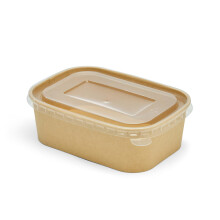 London Coffee Cups 750ml Kraft Rectangular Food Prep Containers with Lids - Take