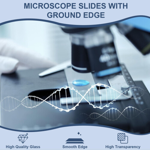 50 Microscope Glass Slide, 100 Microscope Cover Glasses, White Glass Plain Microscope Slides, Pre-Cleaned Microscope Slides with 2 Droppers, Microsco 2