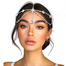 Silver Rhinestone Head Chain Crystal Headpiece for Wedding Festival Prom Bridal Hair Accessories