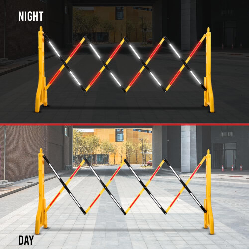 4 Pcs Expandable Mobile Barrier for Safety - Yellow & Black | Plastic 2