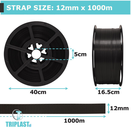 Triplast Polypropylene Hand Strapping Coil (12mm x 1000m, 310kg Break Strain) - 1