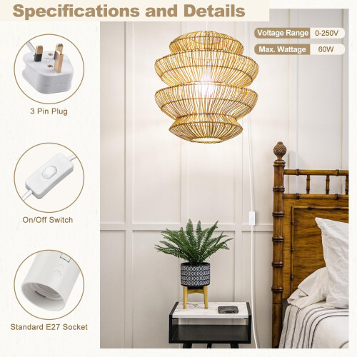 DiCUNO E27 Lampholder, Pendant Light Ceiling Lighting Fitting, Suspended Pendant Light Fitting Kit, White, 4M, 1Pack 2