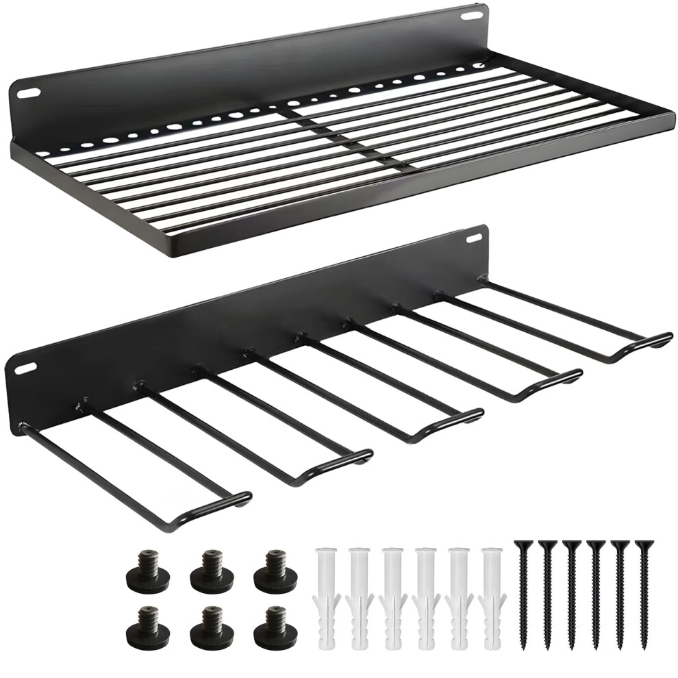 Wall Mounted Garage Shelves, Rust Resistant Heavy Duty Shed Shelving With Hooks, Ez Bolt Install 9070919978142