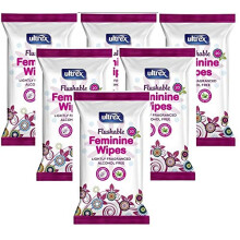 Ultrex Flushable Alcohol Free Intimate Feminine Wipes, 20Pk * 6