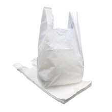 100 x Strong Medium WHITE Plastic Carrier Bags 10x15x18" - Reusable Shopping Groceries Bags