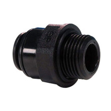 JOHN GUEST STRAIGHT ADAPTOR. BSP Thread 1/2" to 15mm Push-fit Tube O.D. Speedfit Part No PM011514E. Imperial to Metric Threaded Acetal Fittings for D