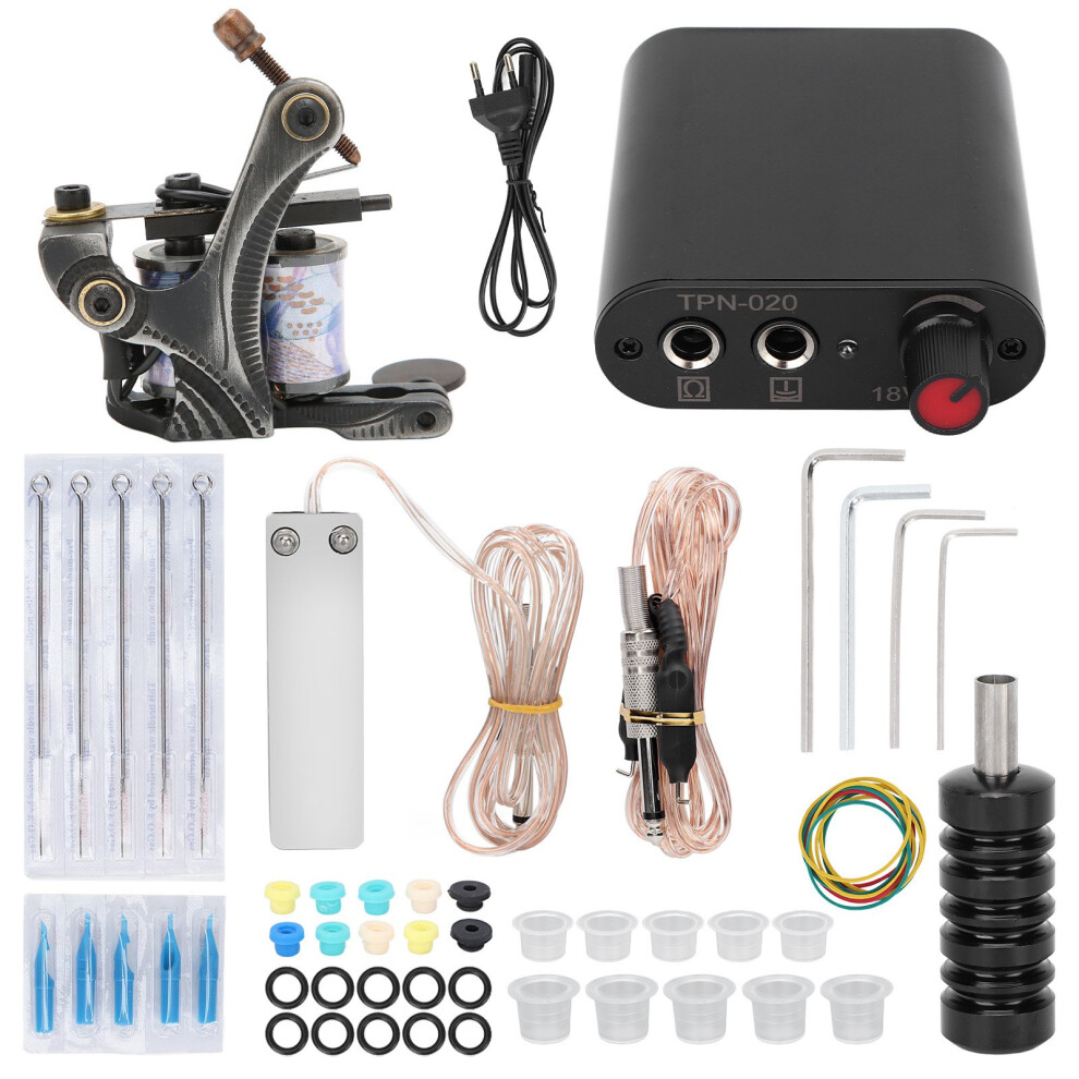 Tattoo Kit for Beginners with Tattoo Machine Inks Needles Grips Power Supply Complete Tattoo Supplies Set for Artists Cordless Tattoo Pen with Long