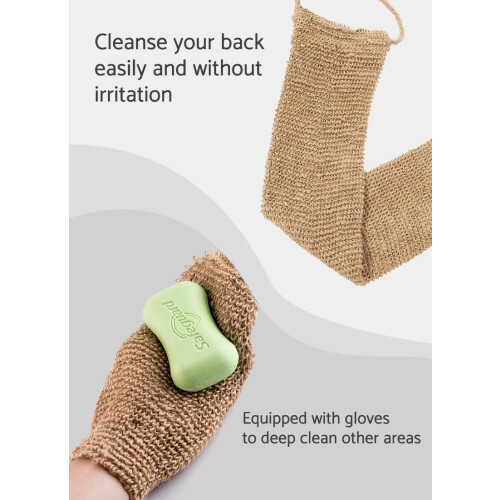 Natural Sisal Exfoliating Back Scrubber with Dual Pull Ring, Deep Cleaning Bath Towel 2 Pack 2
