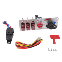 Panneau d'allumage de course 12 V avec interrupteur à bascule LED, bouton de démarrage moteur 5 en 1, panneau métallique multifonctionnel avec
