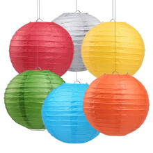 6pcs 8 Inch Colorful Paper Lanterns Chinese Hanging Decorations for Party Wedding Classroom