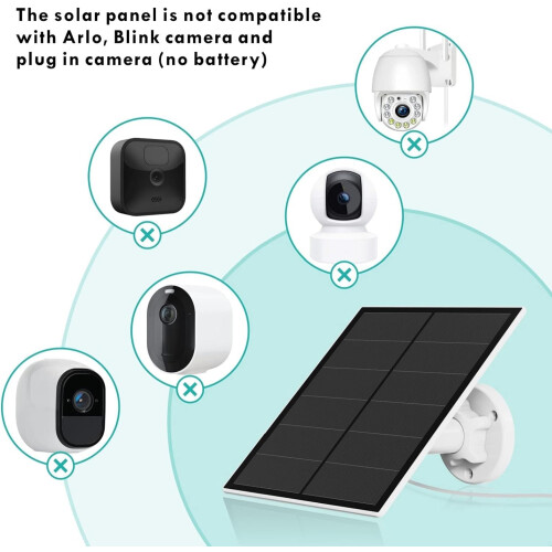 5W Solar Panel for Security Camera, Solar Panel for DC 5V Outdoor Rechargeable Battery Camera, Solar Panels with Micro USB and USB-C Port, Adjustable 2