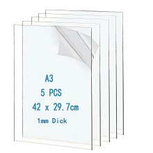 5 Pack 42x29.7cm Clear Acrylic Sheet 1mm Thick, Clear Perspex Sheet, Plastic Sheet, Acrylic Board for Wall Crafts Glass Picture Frame DIY Projects Si