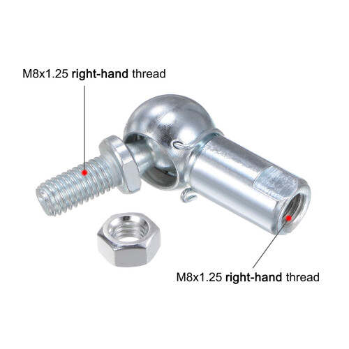 sourcing map 4pcs CS13 M8 Angle Ball Joint, M8x1.25 Right Hand Thread, A3-Steel Self-lubricating Ball Socket End Fitting 2