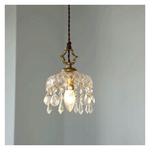 Vintage Crystal Chandelier Pendant Light Fixture E27 Adjustable Height for Dining Room and Cafe