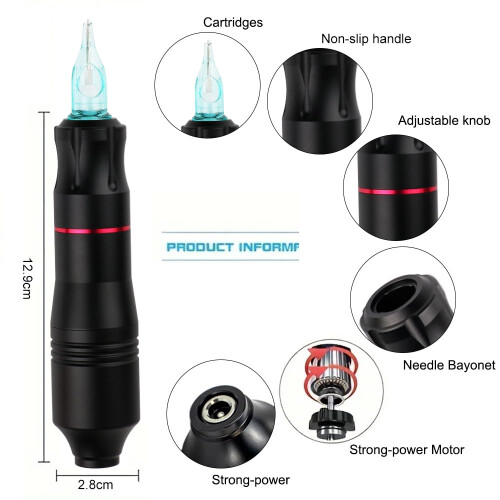 Wireless Rotary Tattoo Pen Kit with DC Interface, Long Battery Life and Voltage Display for Beginners 2