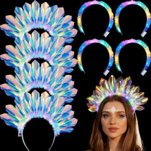 Light Up Headbands LED Crown and Wavy Set with Multi Flashing Modes for Party Festivals 8Pack