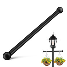 Lamp Post Cross Arm with Steel Ladder Rest, HeavyDuty CorrosionResistant Outdoor 16 Inch Black