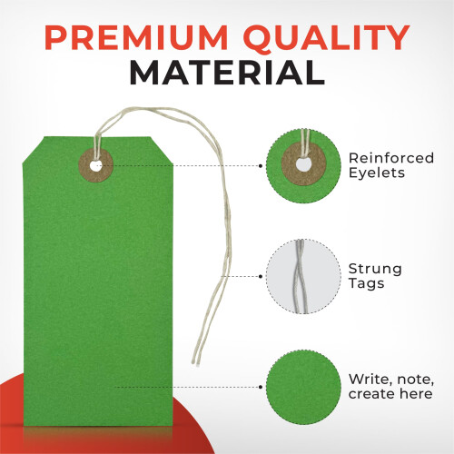 Pack of 50 White Strung Tags 120mm x 60mm 2