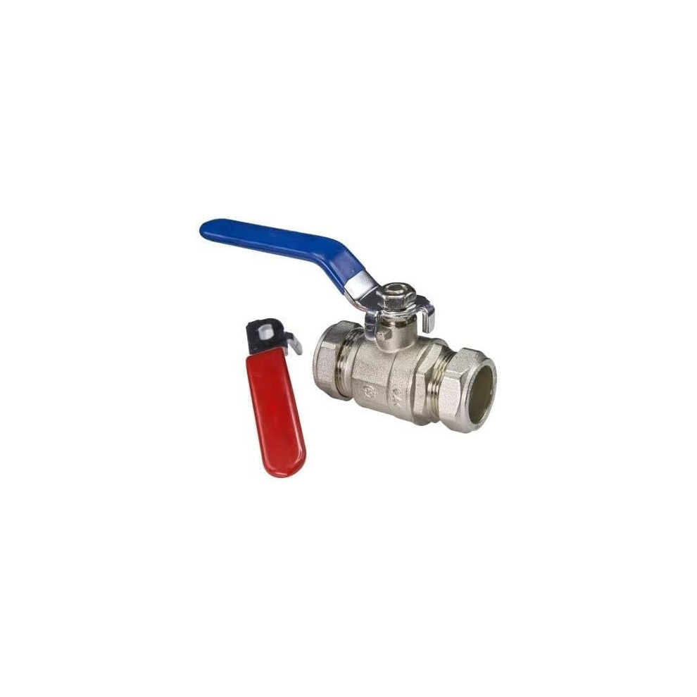 Tc 15Mm Lever Ball Valve Full Bore Compression Isolation Valve Red/Blue Dual Handle Shut Off Isolating Valve Full Flow - Wras Approved 97562931