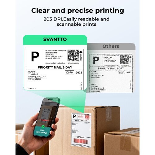 SVANTTO Bluetooth Thermal Label Printer 4x6, Compatible with Windows/Mac/Android/iOS, Shipping Label Printer for Royal Mail, DPD, eBay, Etsy, Shopify 1
