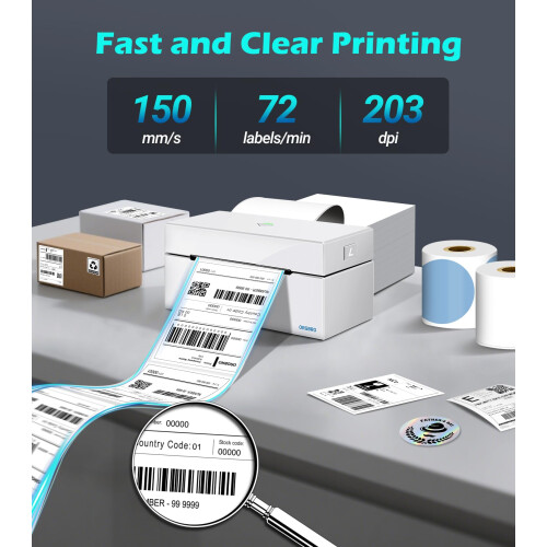 ORGBRO Shipping Label Printer Z1 Plus 4x6 Bluetooth Thermal Label Printer for Small Business, Postage, Address, Support iOS, Android, PC, Compatible 2