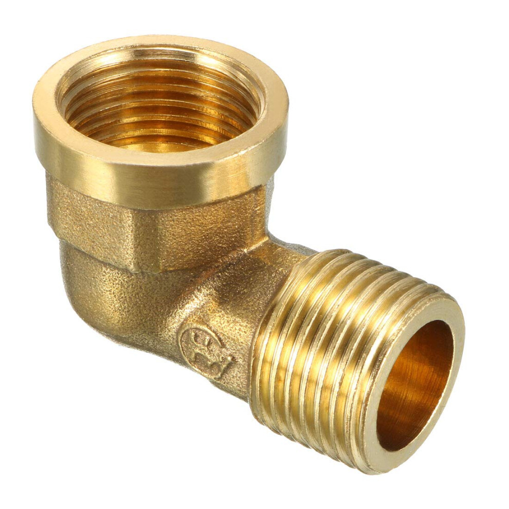 Sourcing Map Men's Brass Elbow Pipe Fitting 90 Degree 1/2 Bsp X 1/2 Pt Fe Coupler