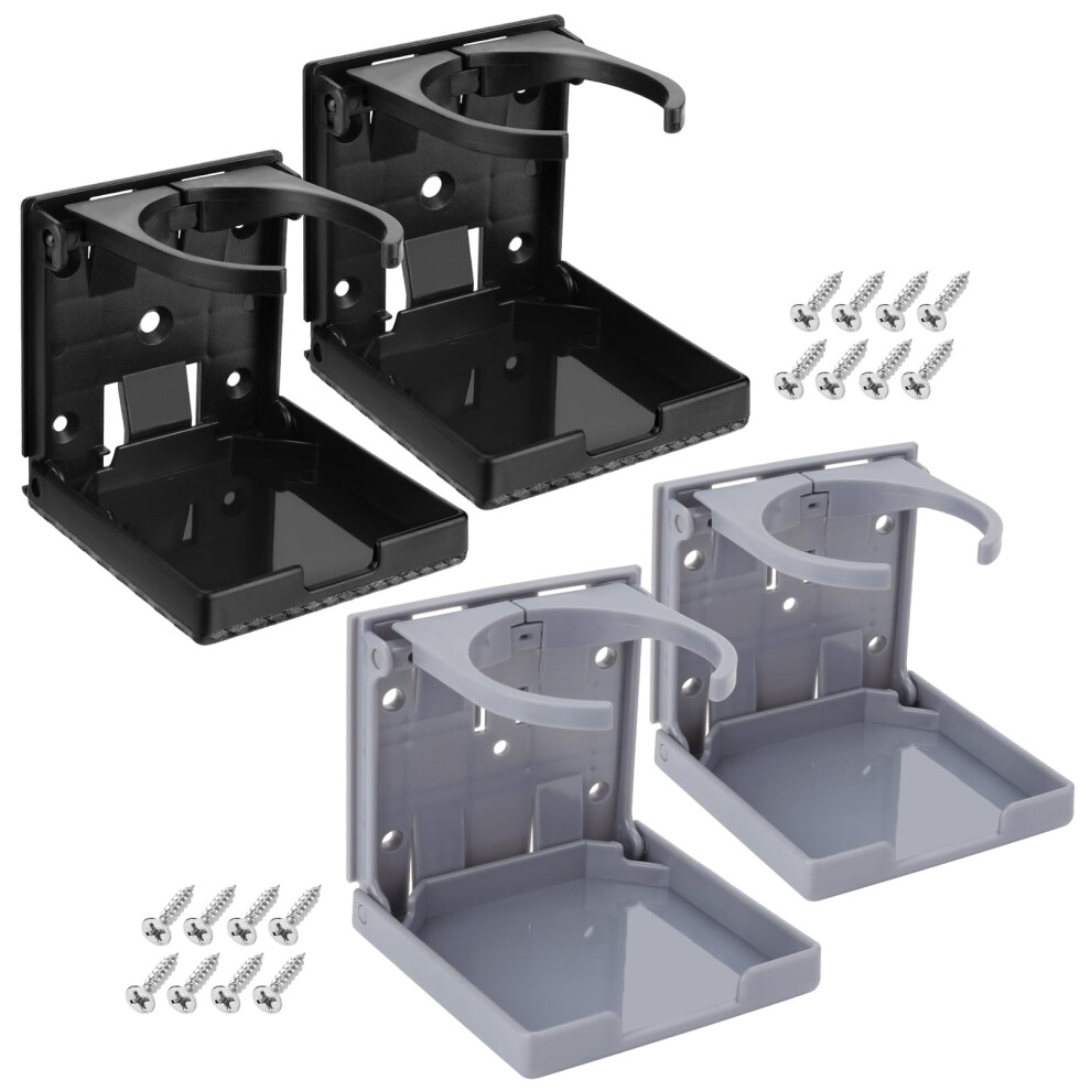 2Pcs Diamond And Folding Cup Holder With Adjustable Arms For Car Rv Boat And Camping Gray 9455672909679