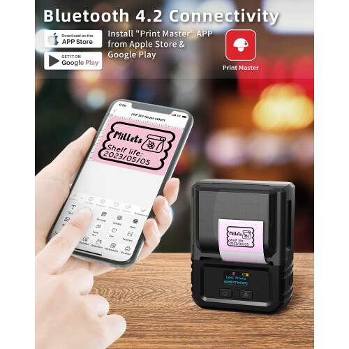 Phomemo M120 Bluetooth Label Printer - Thermal Label Maker Machine Compatible with Phones & PC for Address, Barcode, Home, Office, Wireless Label Mak 1