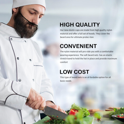 Beard Nets - 100Pcs Disposable Nylon Protective Beard Nets, Disposable Nylon Protective Beards Covers for Men Food Service Safe Clean Work Environmen 2