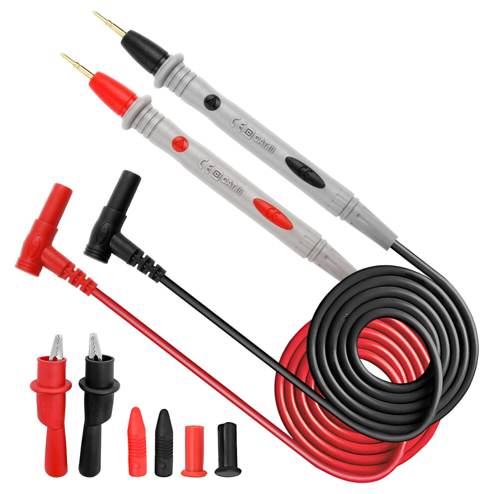 Multimeter Leads Kit, Cat Iii 1000V Cat Iv 600V 20A Silicone Test Leads With Alligator Clips Test Probe Replaceable Compatible With Digital Multimete 63531015