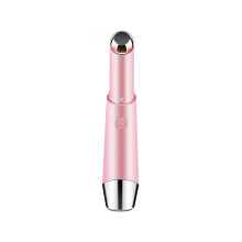 Heated Eye Massager Wand for Dark Circles and Puffiness with Red and Blue Light, Pink Rechargeable
