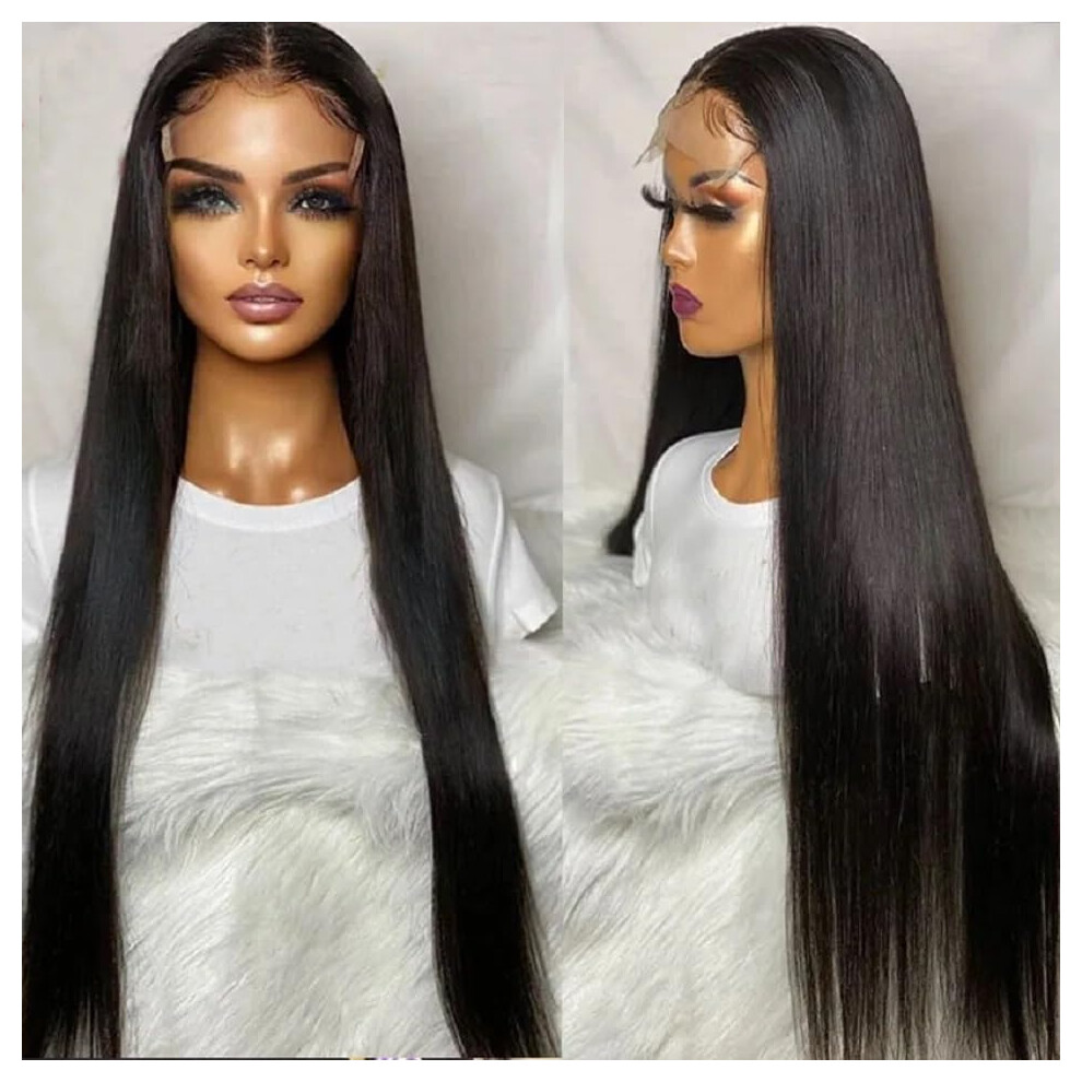Unisex 18 Inch Brazilian Remy Human Hair Wig 150% Density Silk Base Closure Glueless Pre Plucked