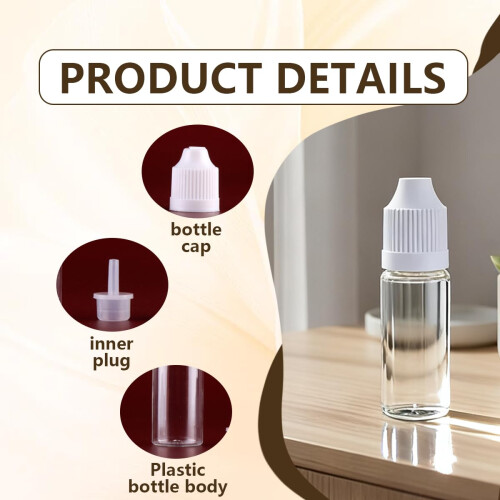 OHEETU 50 Pcs 10ml Clear Plastic Squeezable Dropper Bottles Empty Refillable Eye Liquid Dropping Refueling Vials Sample Packing Storage Holder Contai 2