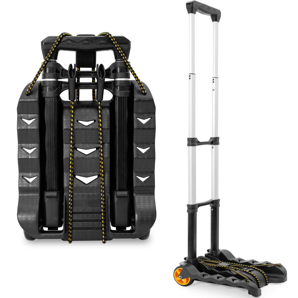 Ouutmee Folding Hand Truck, 88Lbs/40Kg Capacity Sack Barrows With Bungee Cord, 2 Wheels Collapsible Lightweight Trolley Dolly For Luggage, Travel, Mo