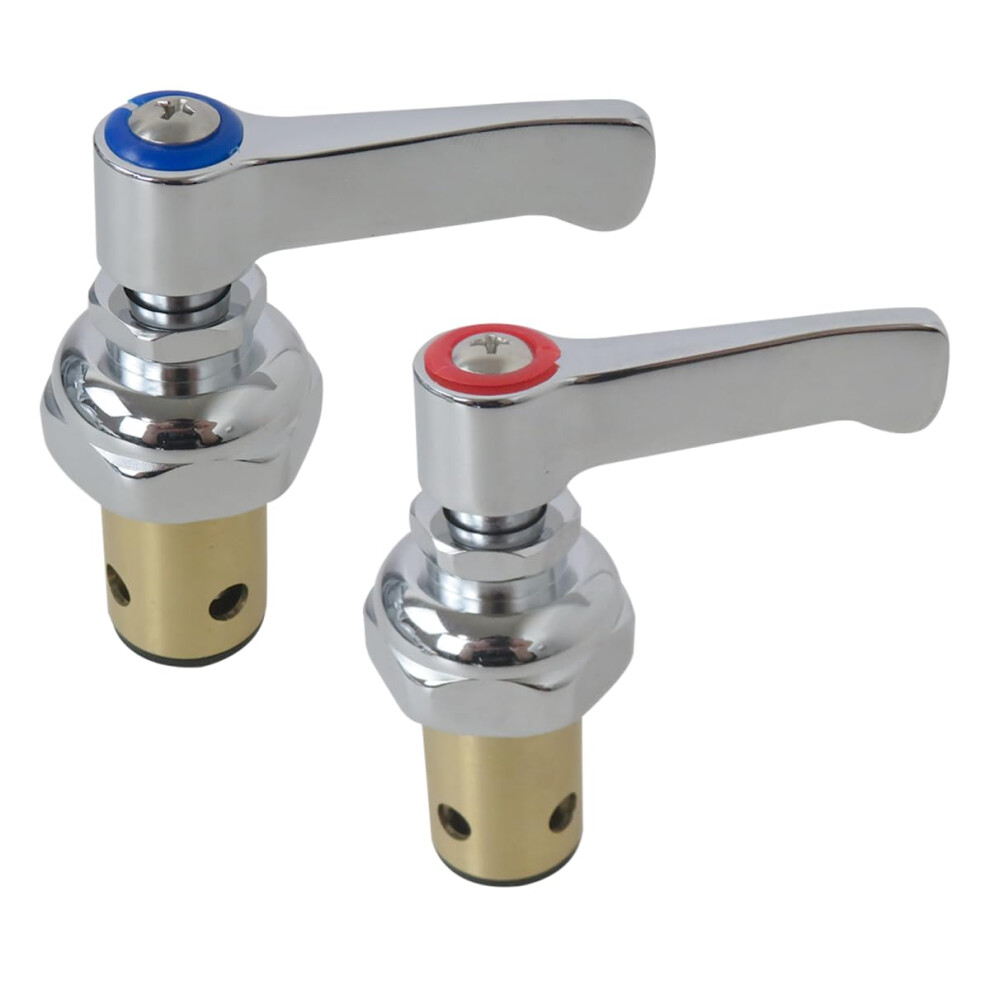 Faucet Stem Assembly With Blue And Red Handles, Hot And Cold Valve Replacement For T&S Brass Commercial Sink 9044945426663