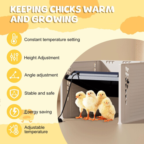 Brooder Heater For Chicks, Chick Brooder Heating Plate With Easy Clean Plate 10" X 10", Rutin Chicken Brooder For 15 Chicks, Adjustable Height Broode 2