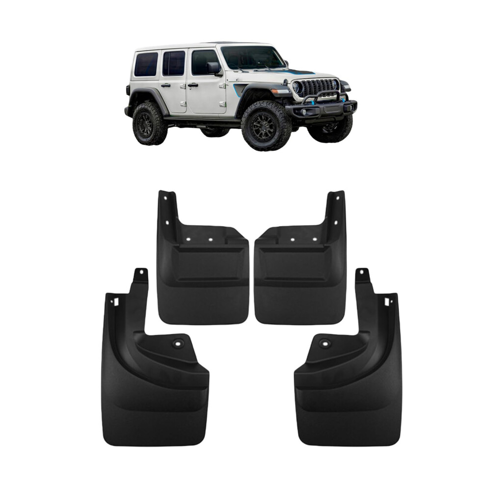 Mud Flaps And Fender Guards, Nodrill Abs Splash Protection For Jeep Wrangler Rubicon 20232025 9455672910804