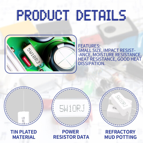 Innfeeltech 10 Pcs 5W 5% Tolerance 10 ohm Ceramic Cement Resistor For DIY Project and Experiments 2